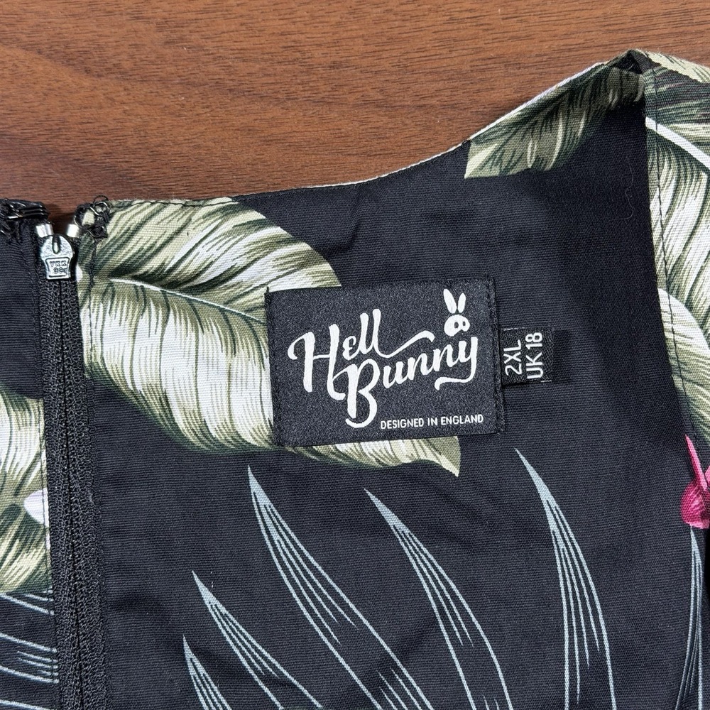 Hell Bunny Women's Size 2XL Black Tropical Floral Sasha Pinup Retro Swing Dress - Picture 6 of 10